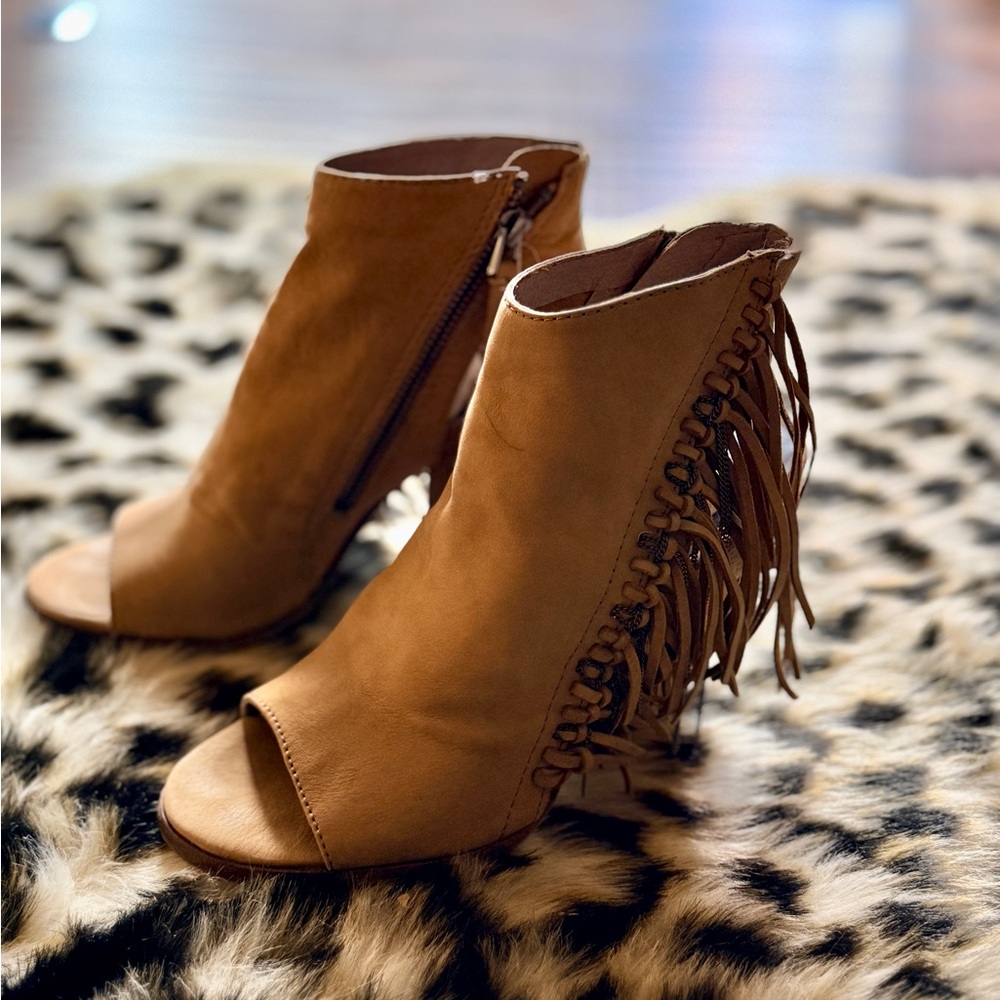 Dolce Vita Tan Fringe Ankle Booties